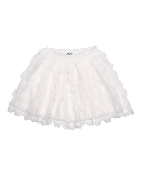 Jupe fille en tissu tissé avec fleurs en relief  - vertbaudet enfant
