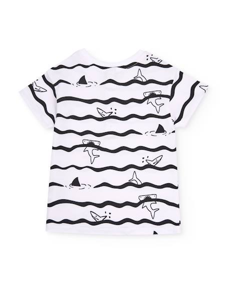 T-shirt en maille pour garçon avec imprimé requins Blanc 2 - vertbaudet enfant 
