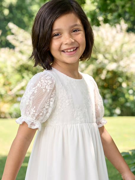 Robe fille boheme manches dentelles blanc 2 - vertbaudet enfant 