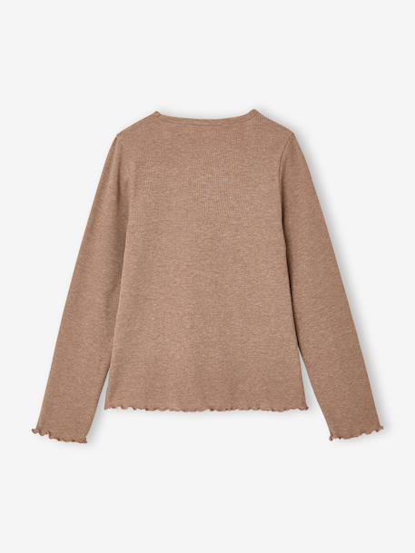 T-shirt manches longues fille taupe 2 - vertbaudet enfant 