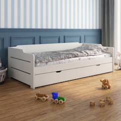 Chambre et rangement-Lit avec lit gigogne et matelas pin massif  arthur