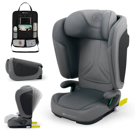 Siège auto Kinderkraft UNITY 2 I-Size 100-150 cm isofix pliable dossier inclinable + organisateur voiture Bleu+Gris+Vert 7 - vertbaudet enfant 