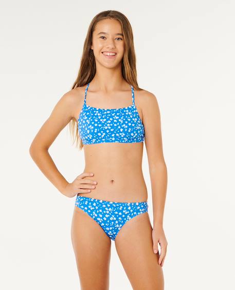 Maillot de bain ensemble surf puff floral 3 pièces fille Deep blue 1 - vertbaudet enfant 