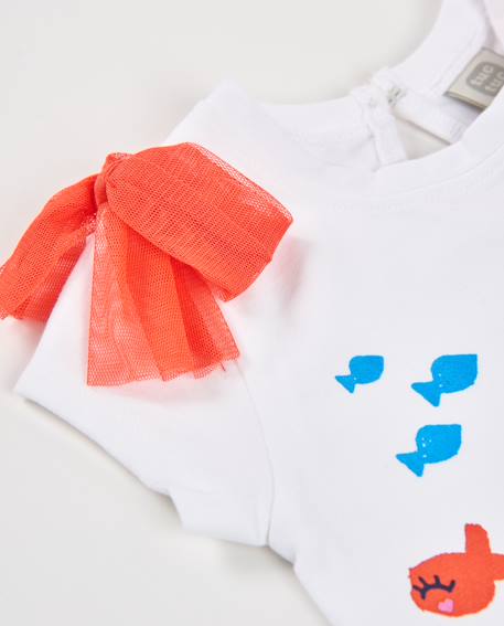T-shirt en maille pour fille avec poisson sur le devant Blanc 3 - vertbaudet enfant 