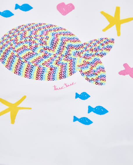 T-shirt en maille pour fille avec poisson sur le devant Blanc 4 - vertbaudet enfant 