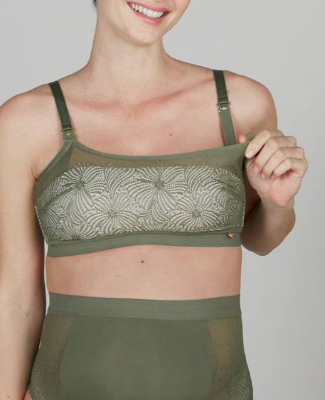 Soutien-gorge de grossesse et d'allaitement sans armature dahlia Kaki 2 - vertbaudet enfant 
