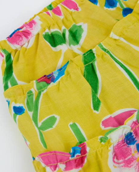 Jupe fille avec volants froncés superposés Jaune 3 - vertbaudet enfant 