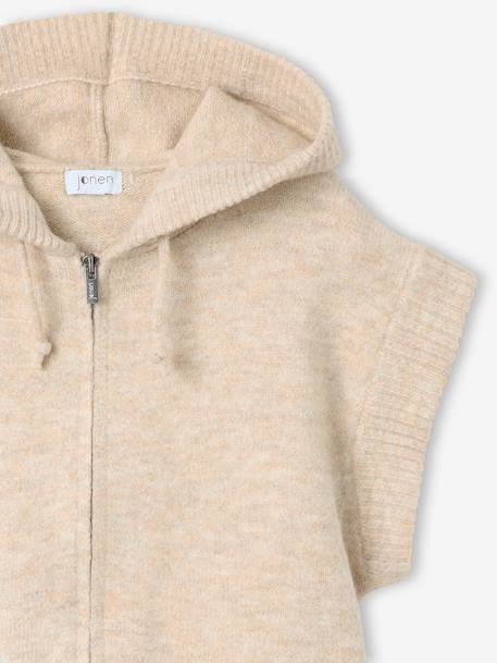 Gilet sans manches fille à capuche zippé beige 3 - vertbaudet enfant 