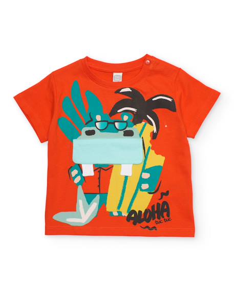 T-shirt garçon en maille avec poche plaquée Rouge 2 - vertbaudet enfant 
