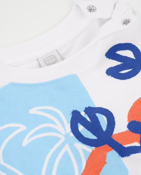 T-shirt pour garçon en maille avec fermeture à l’épaule Blanc 3 - vertbaudet enfant 