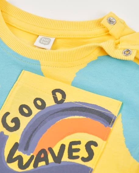 T-shirt garçon en maille avec poche imprimée Jaune 3 - vertbaudet enfant 