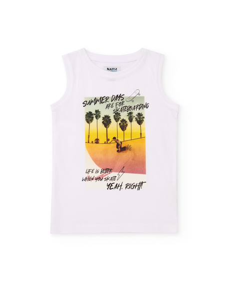 T-shirt garçon en maille d’inspiration skater Blanc 1 - vertbaudet enfant 