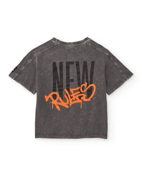 T-shirt garçon en maille effet délavé Gris 2 - vertbaudet enfant 