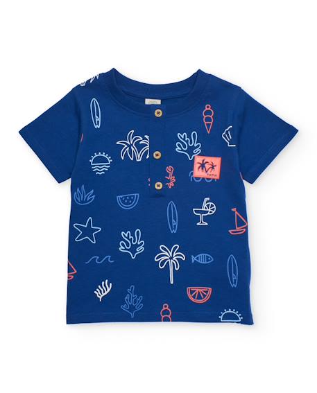 Bébé-T-shirt, sous-pull-T-shirt pour garçon en maille avec patte de boutonnage sur le devant