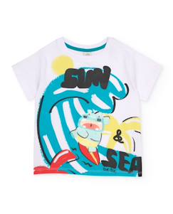 -T-shirt garçon en maille avec motif surfeur
