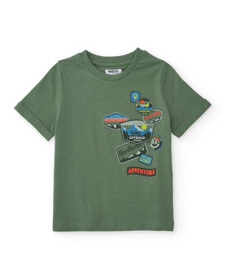 T-shirt garçon en maille avec patchs graphiques Vert 1 - vertbaudet enfant 