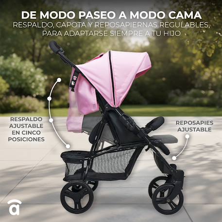 Poussette cadix Huile+Noir+Rose 12 - vertbaudet enfant 