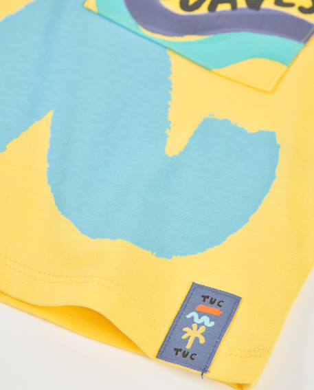 T-shirt garçon en maille avec poche imprimée Jaune 4 - vertbaudet enfant 