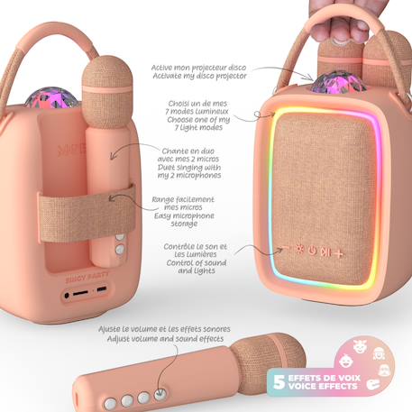 Enceinte & karaoké lumineuse - singy party rose Rose 4 - vertbaudet enfant 