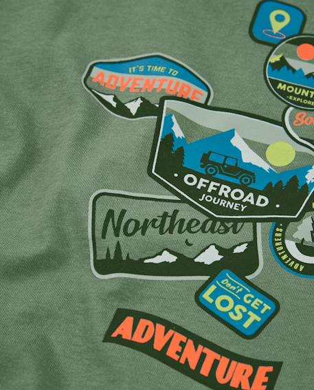 T-shirt garçon en maille avec patchs graphiques Vert 4 - vertbaudet enfant 