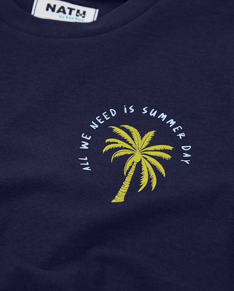 T-shirt garçon en maille avec détail palmier Bleu 4 - vertbaudet enfant 