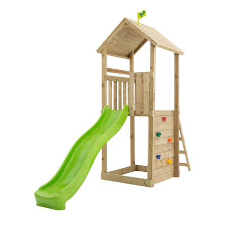 Tour de jeux toboggan skywood bois h270cm Marron - vert 1 - vertbaudet enfant 