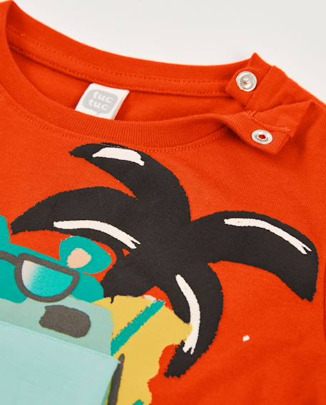 T-shirt garçon en maille avec poche plaquée Rouge 4 - vertbaudet enfant 