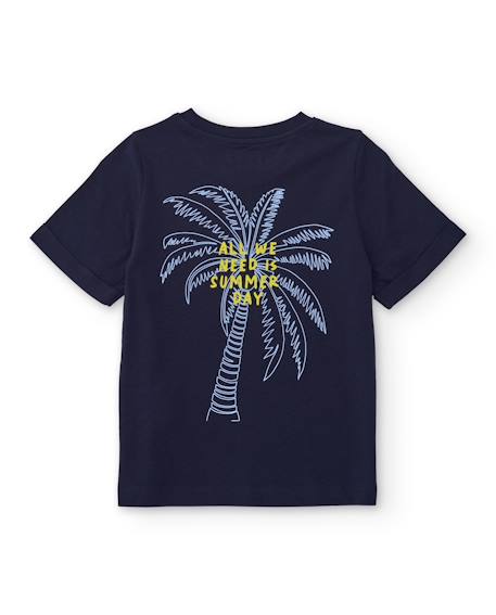T-shirt garçon en maille avec détail palmier Bleu 2 - vertbaudet enfant 