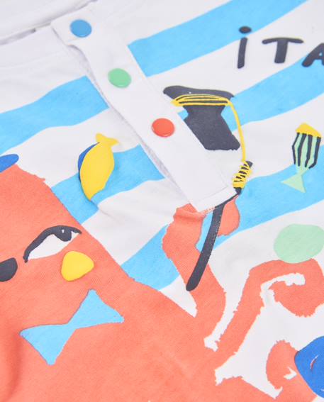 T-shirt garçon en maille à motif rayé Blanc 3 - vertbaudet enfant 