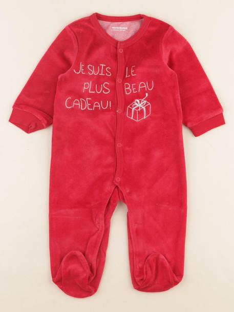 Pyjama velours - 6 mois Rouge 1 - vertbaudet enfant 