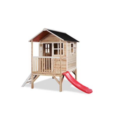 Maisonnette en bois fsc pilotis toboggan loft 300 Gris+Naturel 8 - vertbaudet enfant 