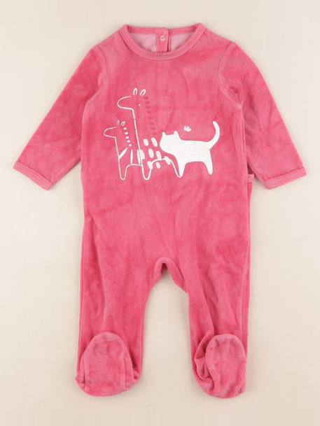 Pyjama velours - 9 mois Rose 1 - vertbaudet enfant 