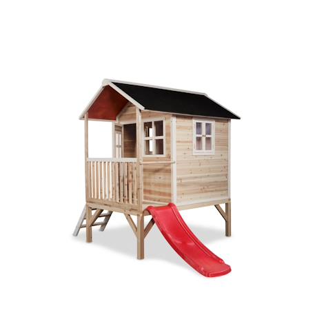 Maisonnette en bois fsc pilotis toboggan loft 300 Gris+Naturel 9 - vertbaudet enfant 