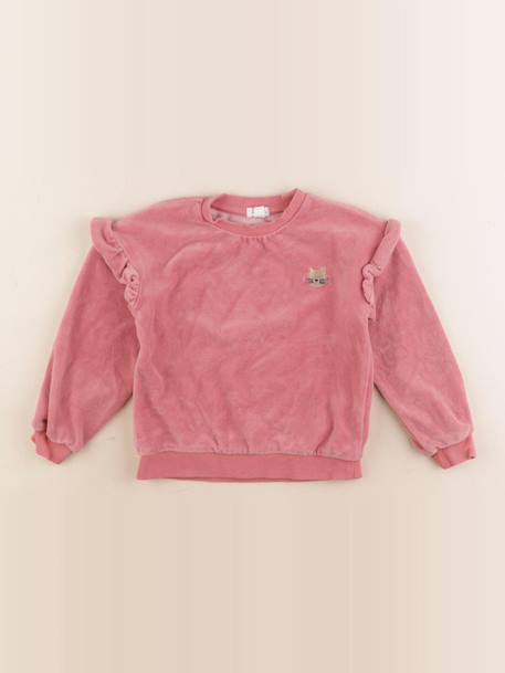 Sweat velours - 4 ans Rose, or 1 - vertbaudet enfant 