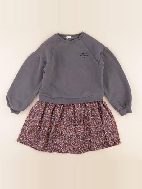 Robe - 8 ans Gris, rose 1 - vertbaudet enfant 
