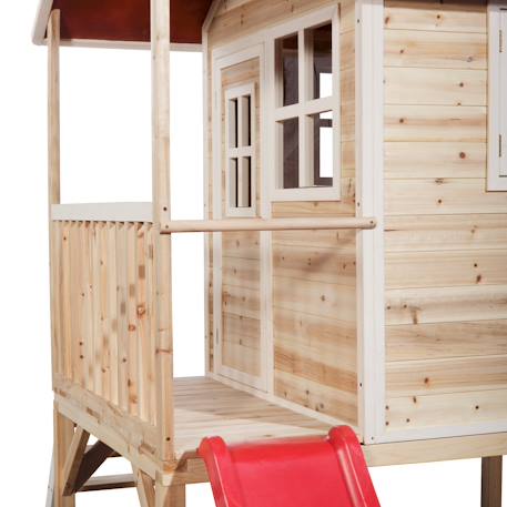 Maisonnette en bois fsc pilotis toboggan loft 300 Gris+Naturel 10 - vertbaudet enfant 