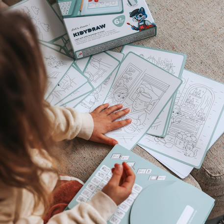 Tablette lumineuse avec dessins à décalquer kidydraw meli-melo Bleu+Vert d'eau+Vert foncé+Vert menthe 24 - vertbaudet enfant 