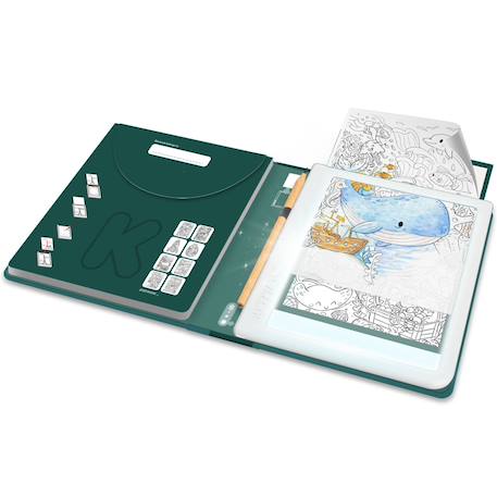 Tablette lumineuse avec dessins à décalquer kidydraw meli-melo Bleu+Vert d'eau+Vert foncé+Vert menthe 15 - vertbaudet enfant 