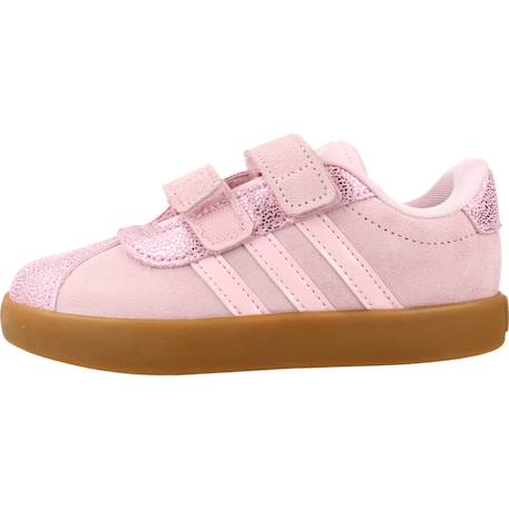 Basket bébé fille en cuir court velcro Rose pink 2 - vertbaudet enfant 