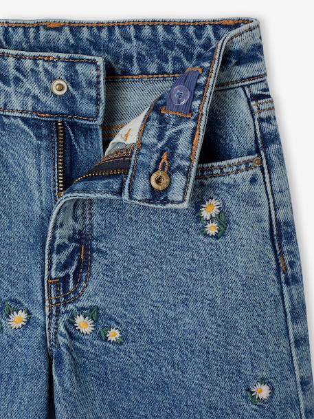 Jean large fille brodé bleu foncé+bleu jean+bleu moyen+denim bleached 9 - vertbaudet enfant 