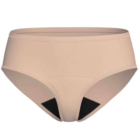 Culotte menstruelle taille haute coton absorbante réutilisable Beige+Noir 1 - vertbaudet enfant 
