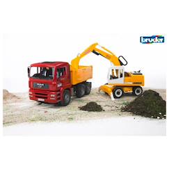 Jouet-Jeux d'imagination-Camion à benne basculante man tga avec pelleteuse liebherr