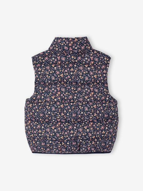Doudoune fille sans manches motifs fleurs marine+rose imprimé 2 - vertbaudet enfant 