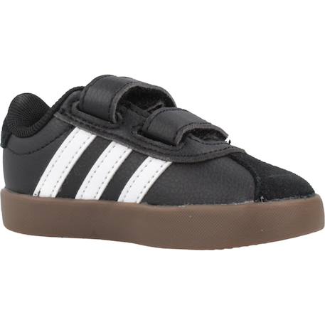 Baskets garçon en cuir à scratch court Noir+Noir black 11 - vertbaudet enfant 