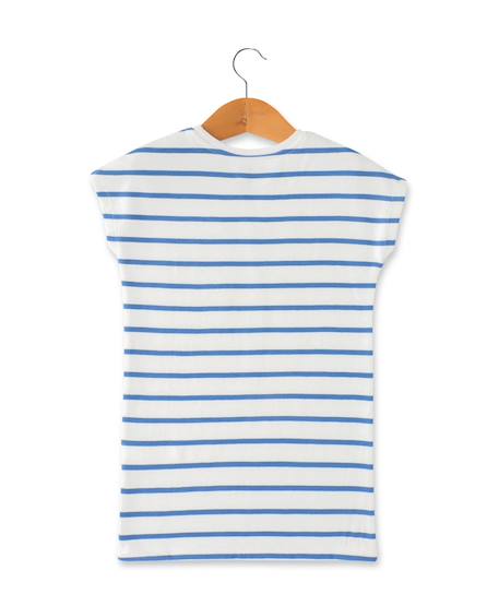 Robe manches courtes fille Fond blanc casse raye bleu moy 4 - vertbaudet enfant 