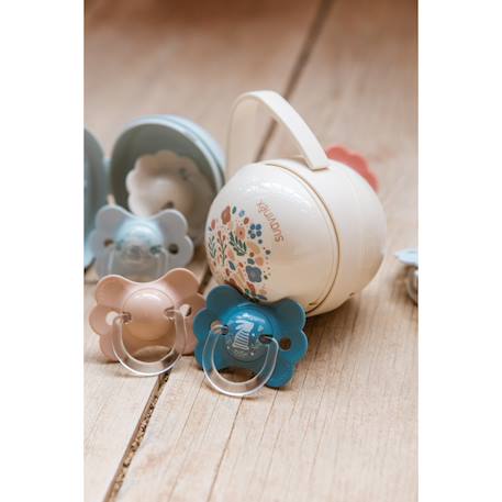 Porte-sucettes duo bonhomia Beige neutre+Lapin bleu 2 - vertbaudet enfant 