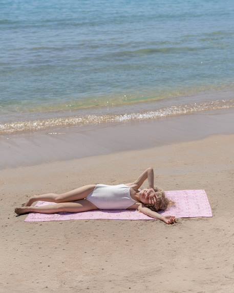 Serviette plage enfant  avec capuche microfibre Bleu+Rose 11 - vertbaudet enfant 