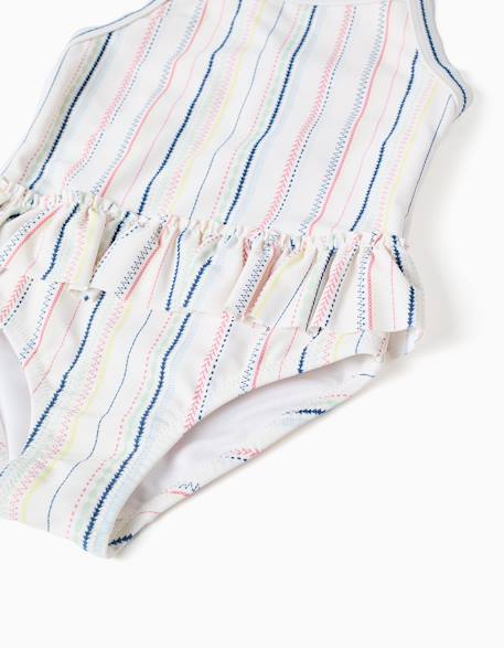 Maillot de bain à rayures ethniques et volants b&s Blanc 4 - vertbaudet enfant 