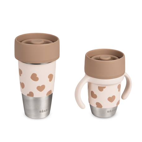 Set 2 tasses d'apprentissage 360° en inox click & drink Grand amour 3 - vertbaudet enfant 