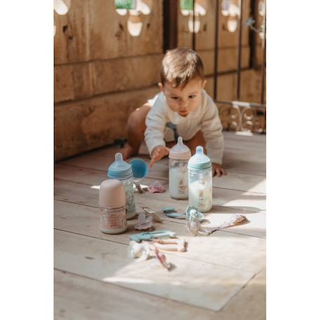 Biberon en verre avec tétine sx pro 240 ml débit s Beige neutre+Lapin rose+Lapin vert+Oisillons rose+Oisillons vert 17 - vertbaudet enfant 